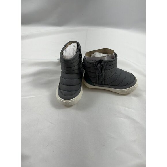 New!! Toddler Boys Ainsley Zipper Booties - Cat & Jack Gray W/ Green Back Size 5 - Picture 3 of 5